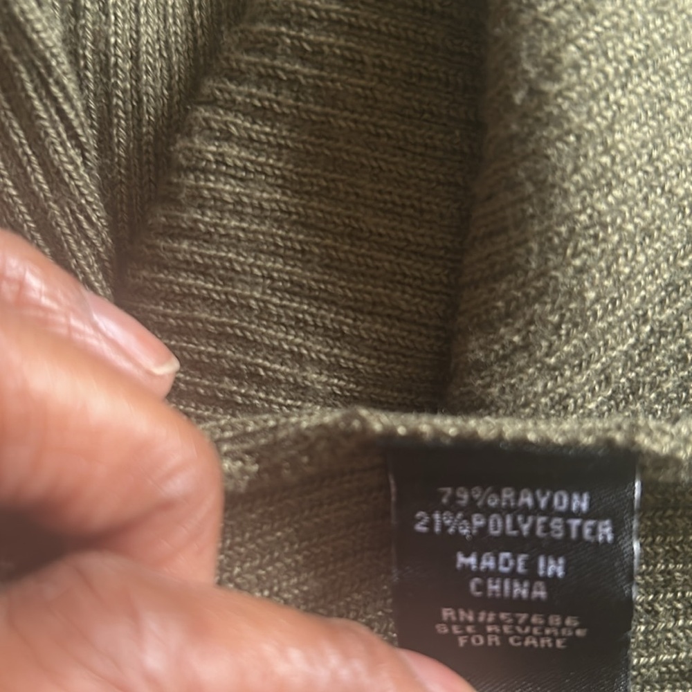 Olive Green Knit Dress with Lace-Up Detail - Picture 9 of 9